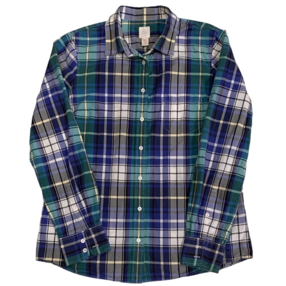 J. Crew Classic Boy Shirt Tartan Plaid Button Down Blouse Women’s Size 12